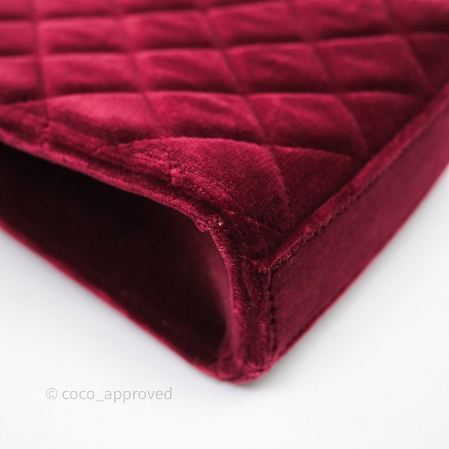 Chanel Quilted Phone Holder Crystals Pearl Crush Red Velvet Gold Hardware