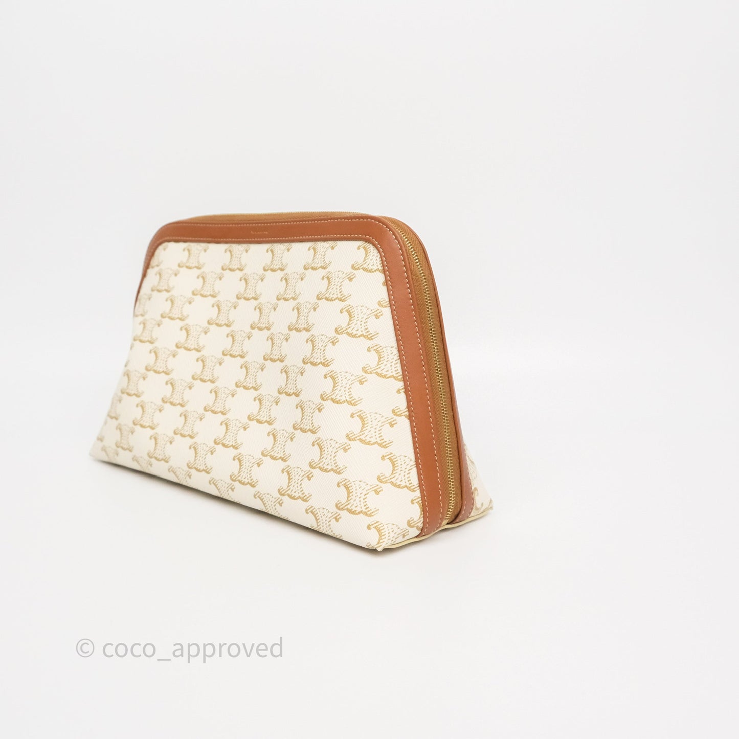 Celine Large Cosmetic Pouch White Triomphe Canvas