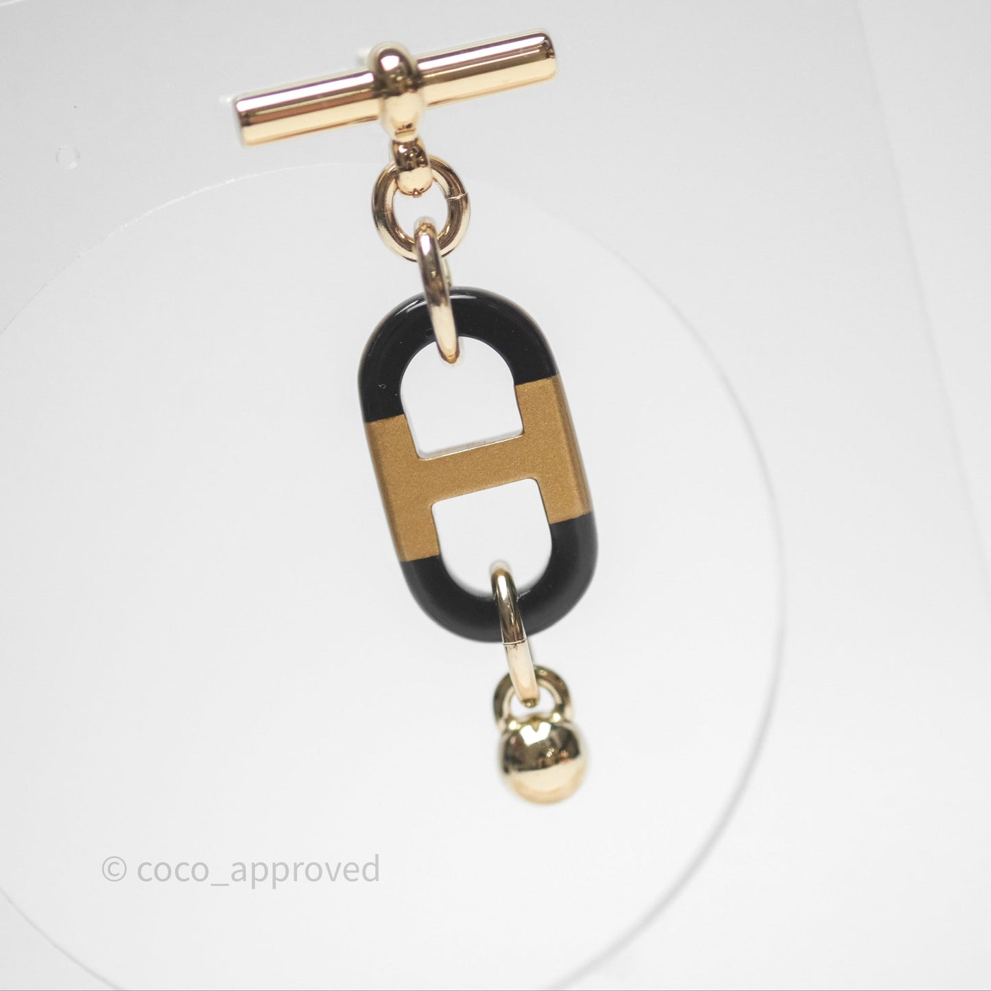 Hermès Sur Mer Earrings Small Model Black/ Gold Tone
