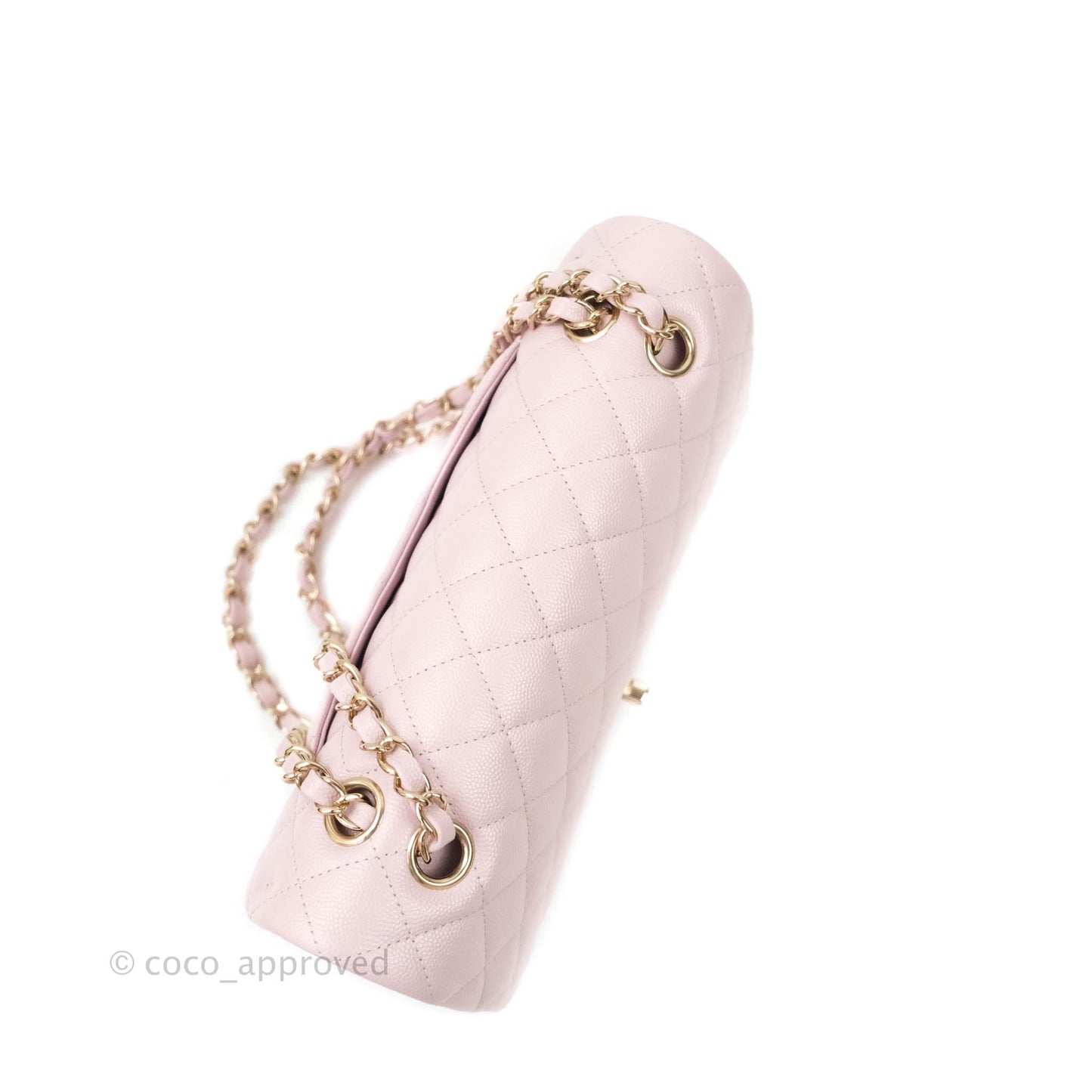 Chanel M/L Medium Double Flap Bag Lilac Rose Clair Caviar Gold Hardware 21S