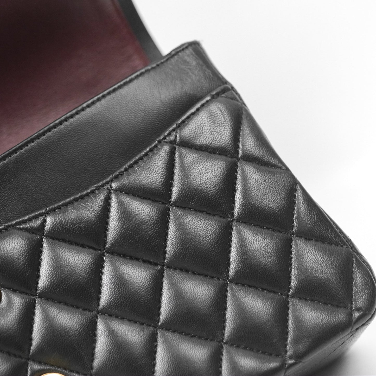 Chanel Classic M/L Medium Flap Quilted Black Lambskin Gold Hardware
