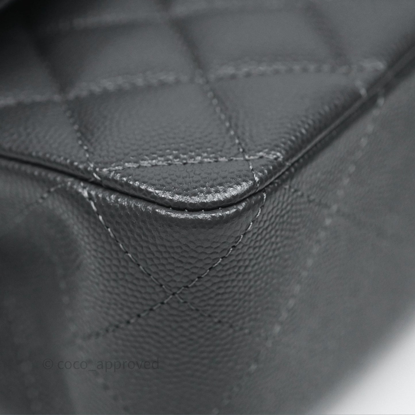 Chanel Classic M/L Medium Flap Quilted Dark Grey Caviar Gold Hardware