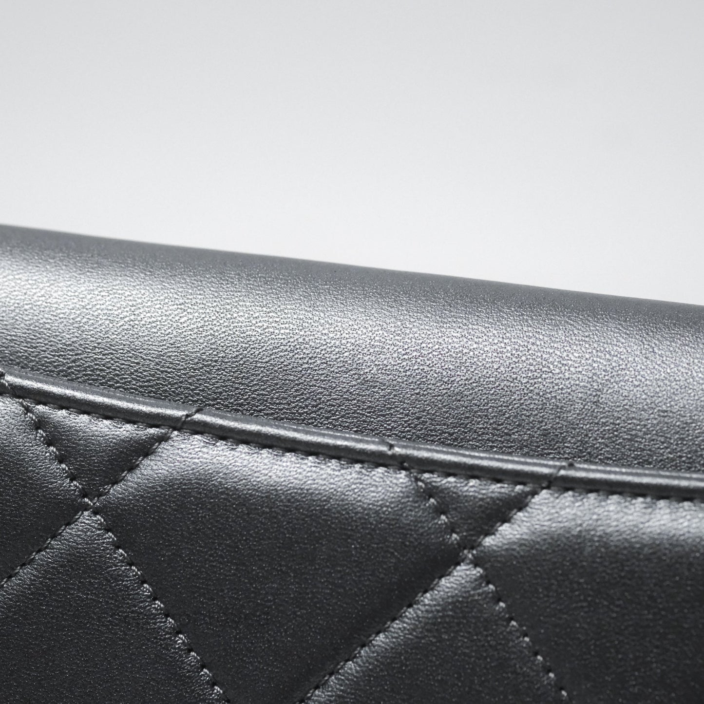 Chanel Clutch with Chain Metallic Dark Grey Silver Hardware