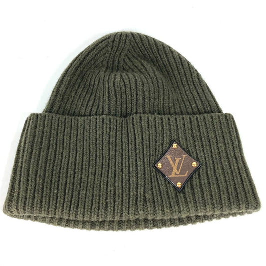 LOUIS VUITTON Knit hat M77289 wool khaki Monogram Beanie - LV