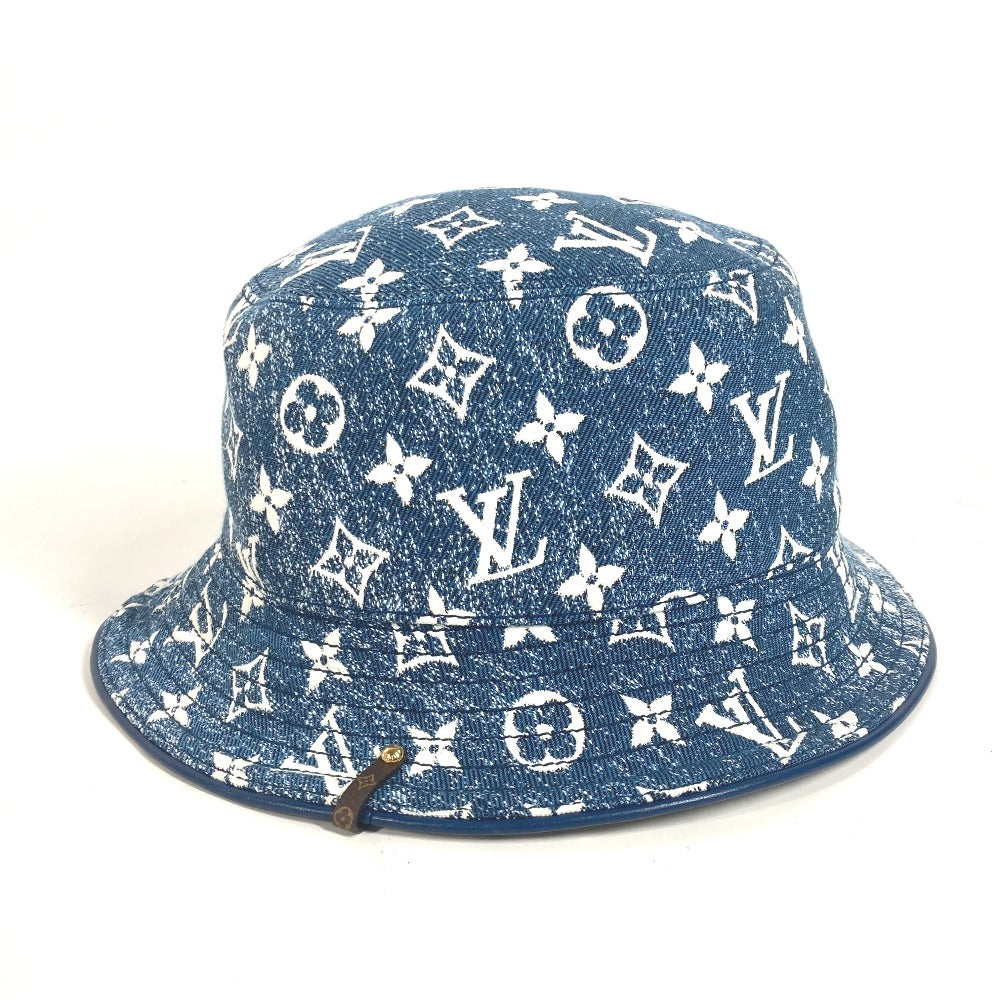 LOUIS VUITTON hat M77435 Polyamide, Cotton blue Monogram denim Bucket hat denim