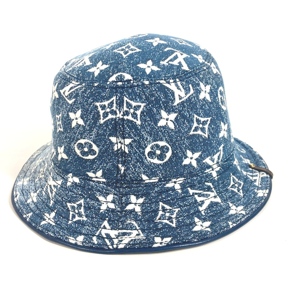 LOUIS VUITTON hat M77435 Polyamide, Cotton blue Monogram denim Bucket hat denim