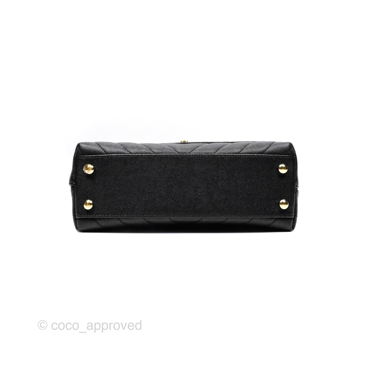 Chanel Small Coco Handle Chevron Black Caviar Gold Hardware