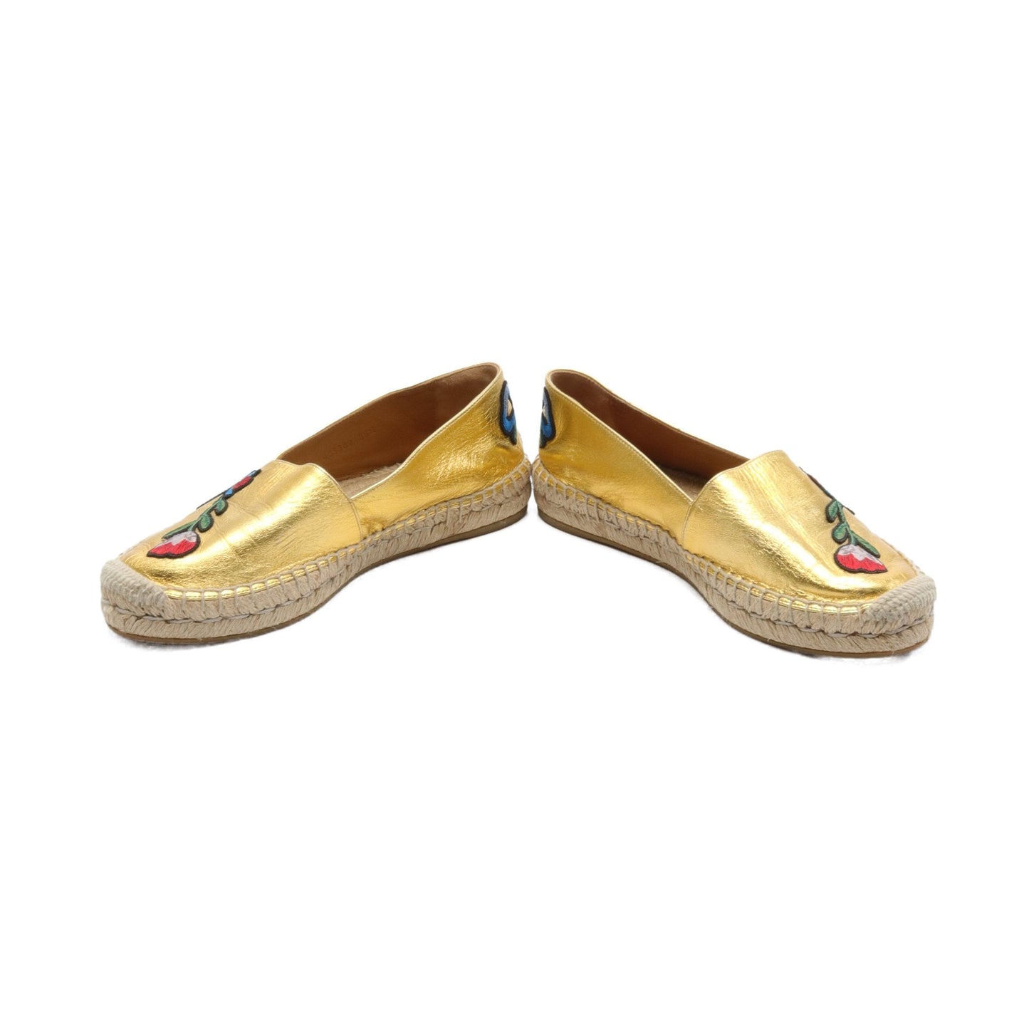 Luxury Gucci Trending 2025 Slip-ons Embroidery Leather Gold Metallic Espadrilles