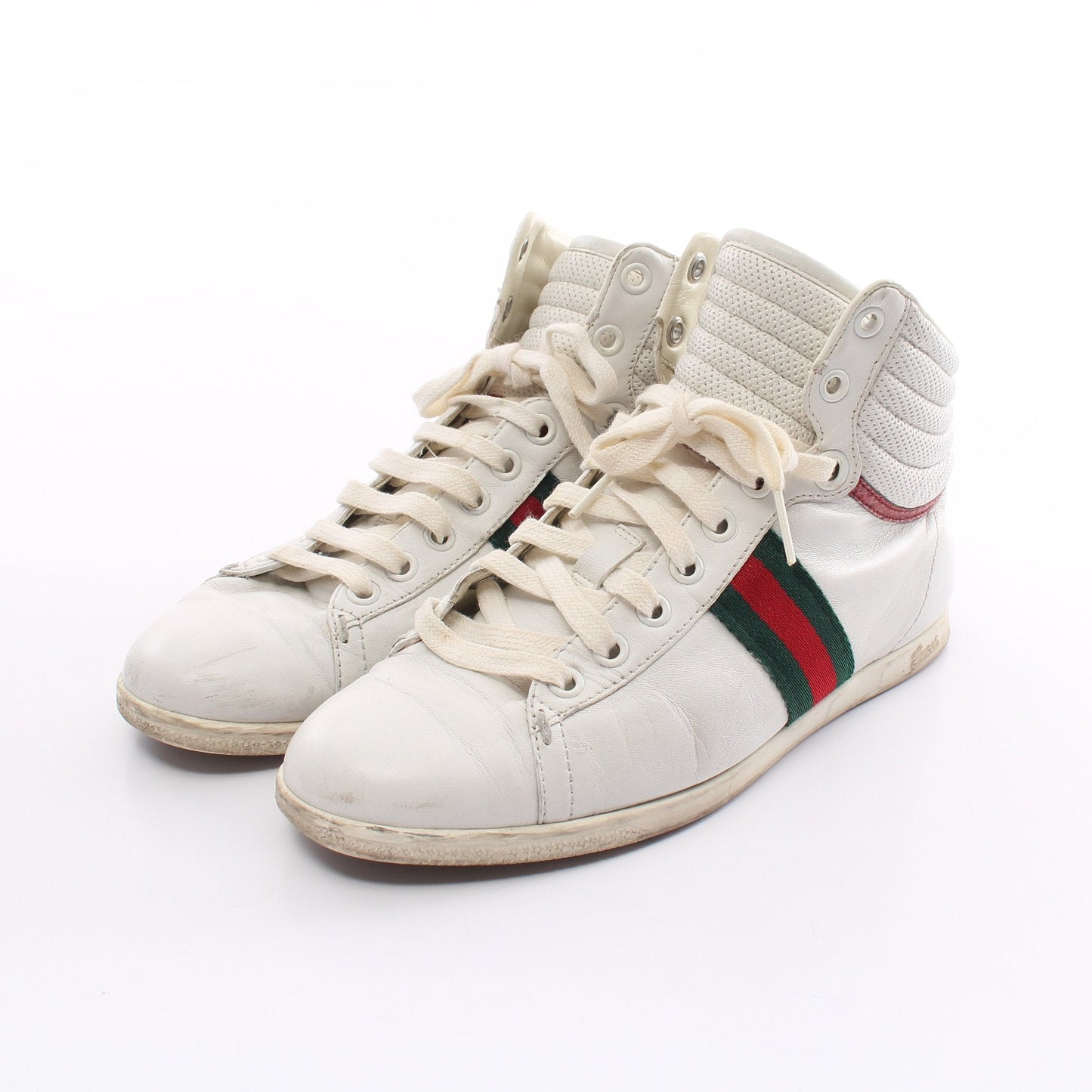 Luxury Gucci Trending 2025 Sherry line High cut sneakers Leather Off white Multicolor