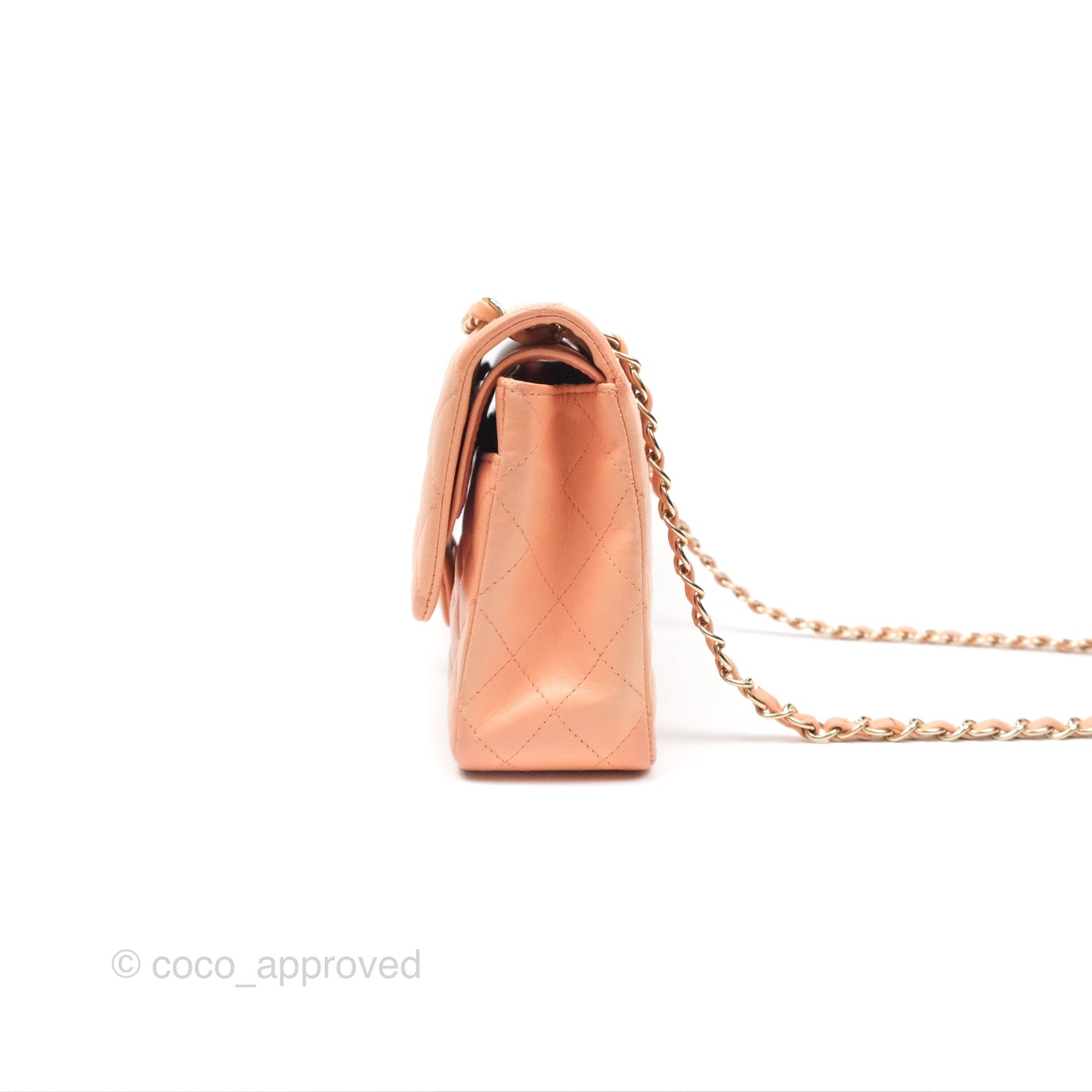 Chanel Classic M/L Medium Flap Quilted Peach Lambskin Gold Hardware