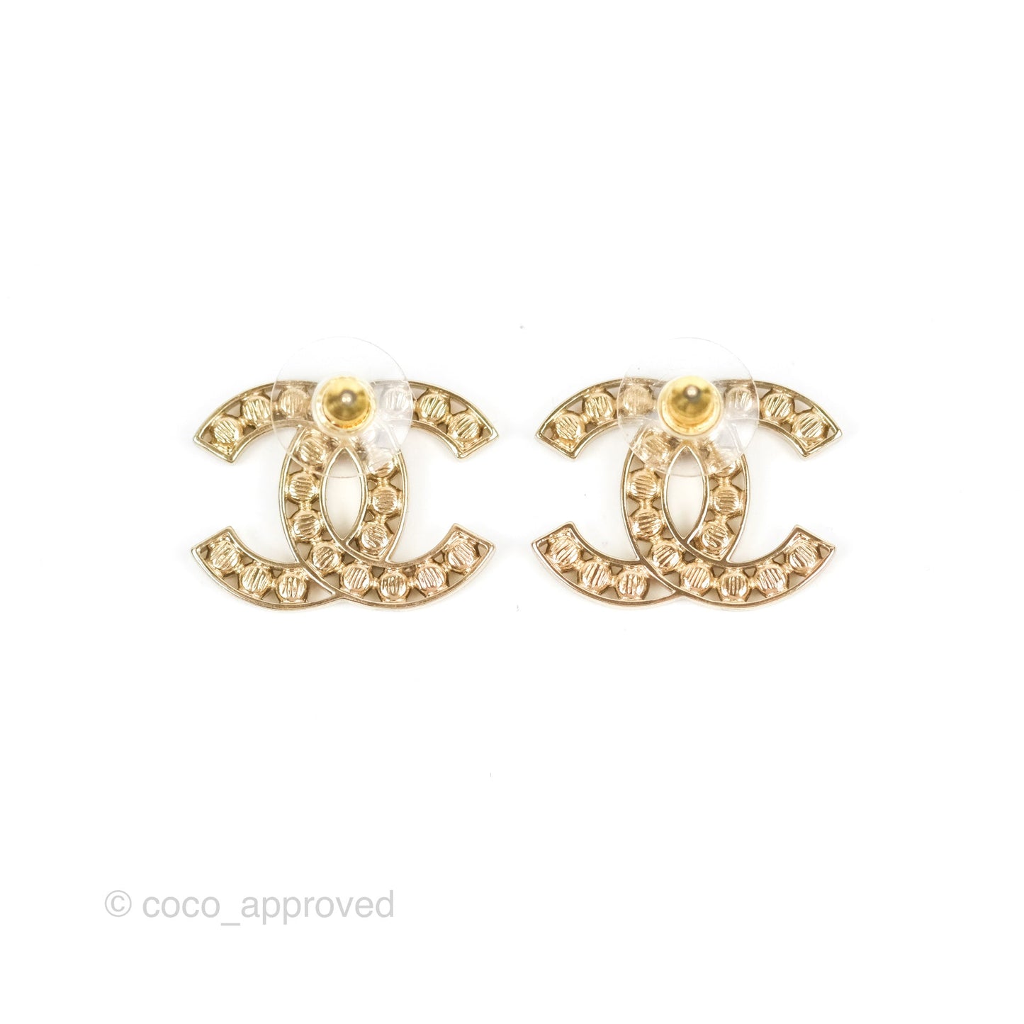 Chanel CC Crystal Earrings Gold Tone 23S