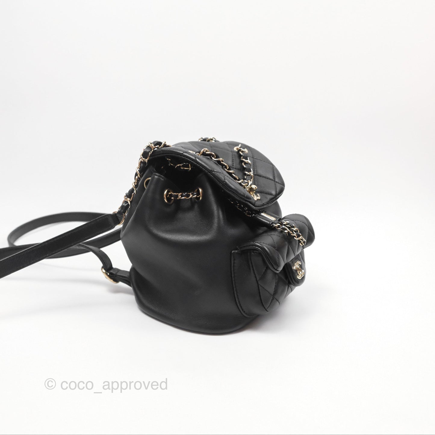 Chanel Quilted Small Duma Drawstring Backpack Black Lambskin