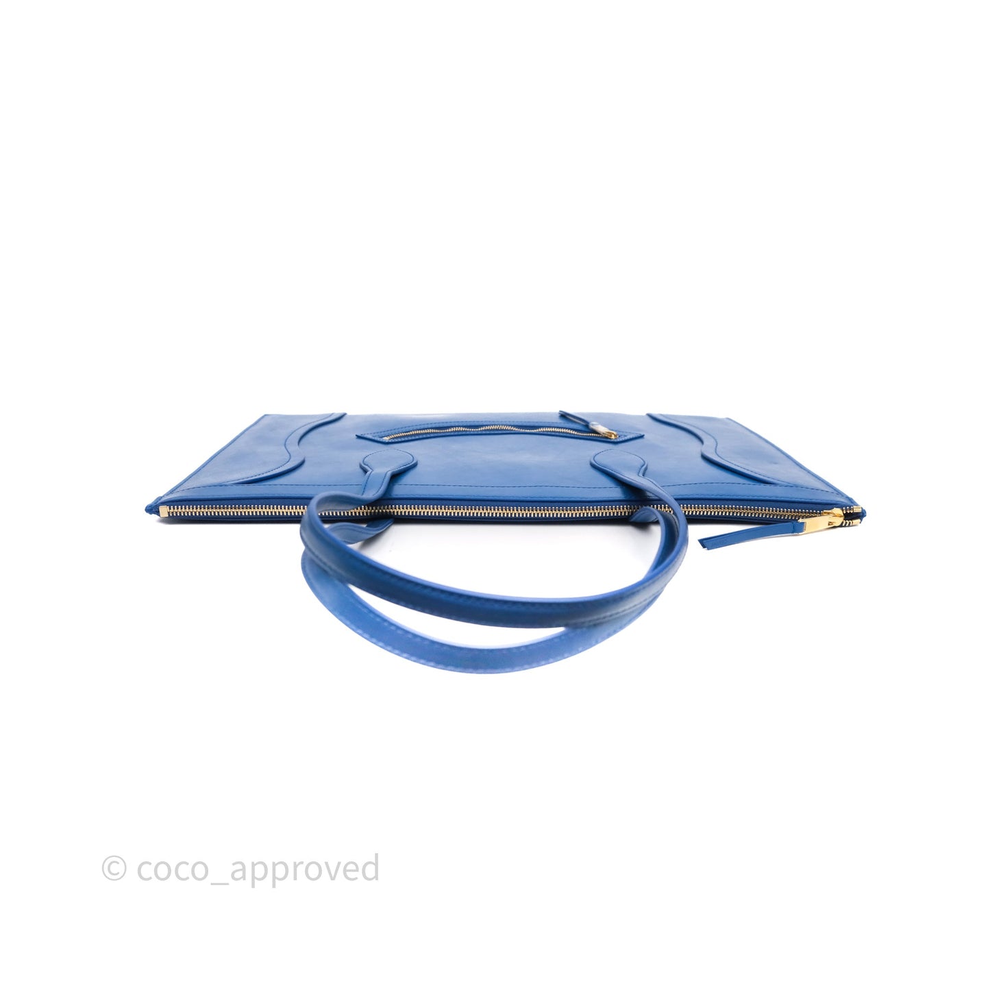Celine Flat Luggage Tote Bag Blue Calfskin