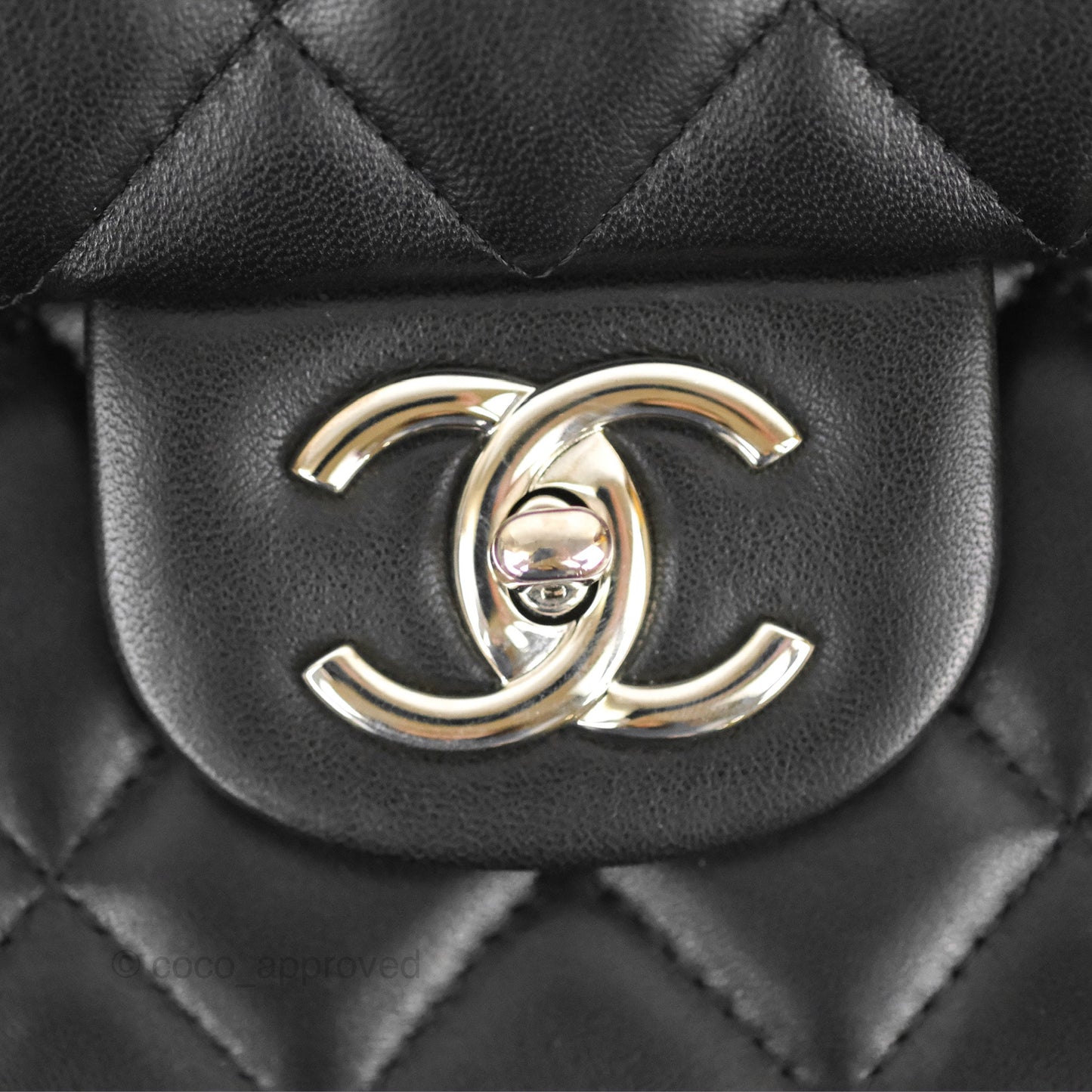 Chanel Quilted Maxi Double Flap Black Lambskin Silver Hardware