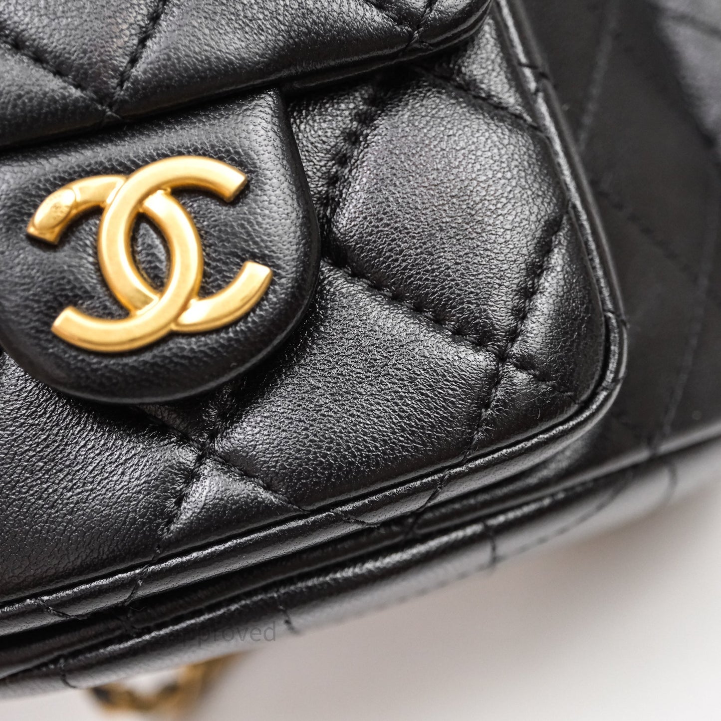 Chanel Double Pocket Black Lambskin Gold Hardware 25C