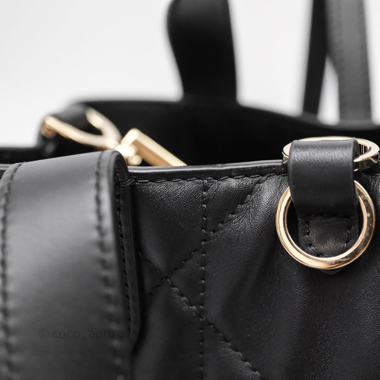 Christian Dior Small Toujours Vertical Tote Bag Black Macrocannage Calfskin Gold Hardware