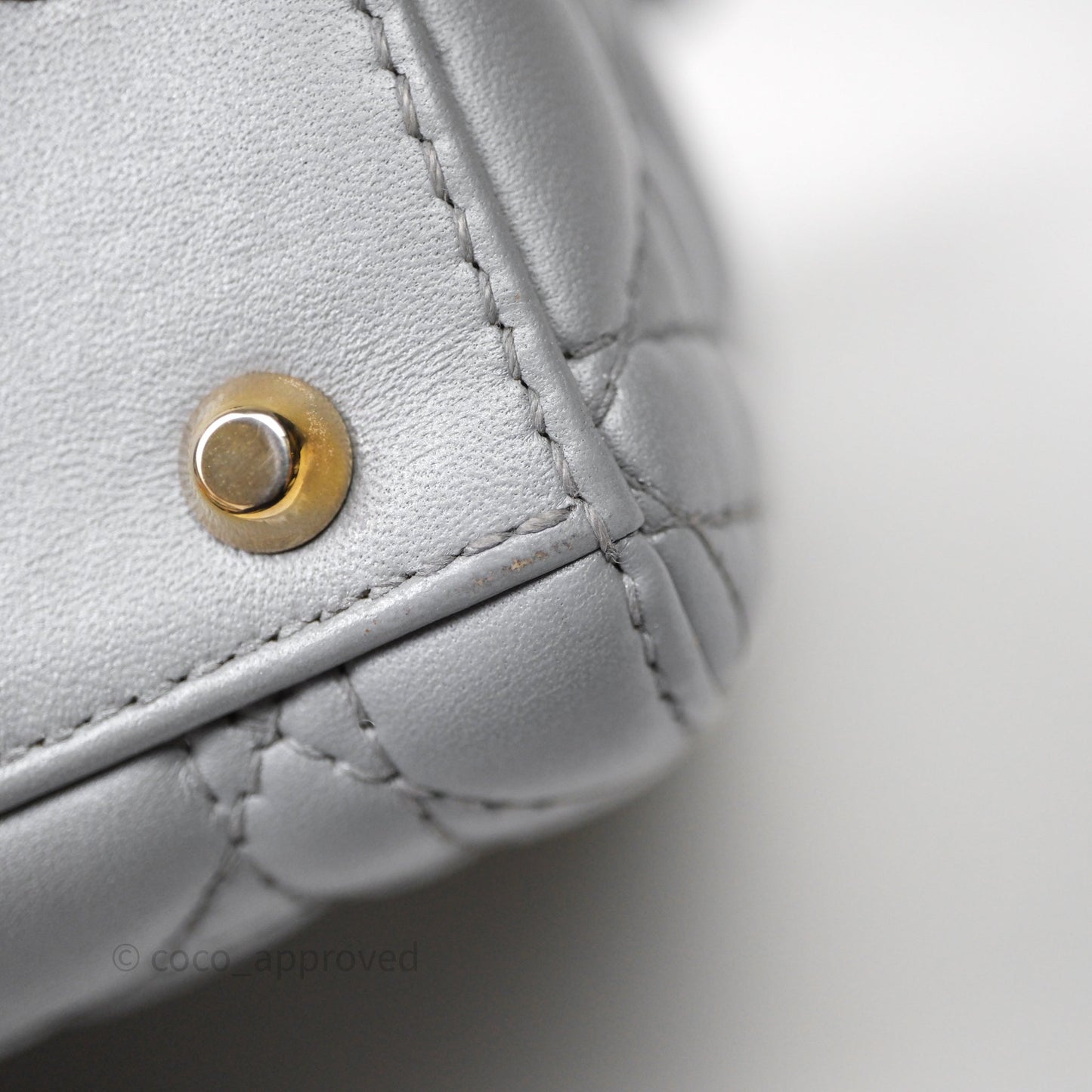 Christian Dior Mini Lady Dior Iridescent Grey Lambskin Cannage Gold Hardware