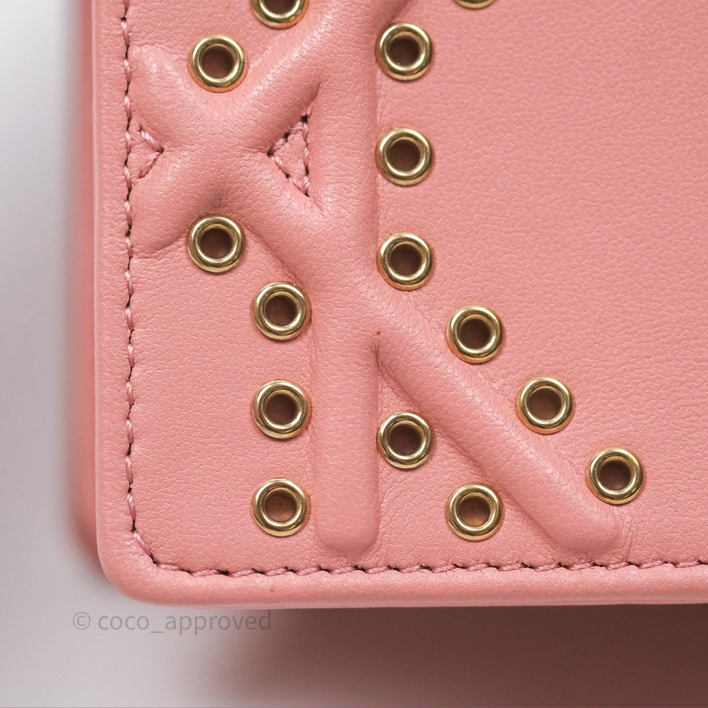Christian Dior Lambskin Studded Vertical Diorama Dust Candy