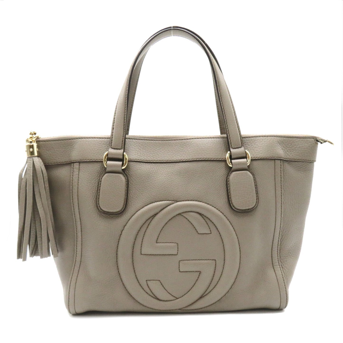 Luxury Gucci Trending 2025 Soho Tote bag 2way Handbag Tote bag Calfskin (cowhide) Gray Greige