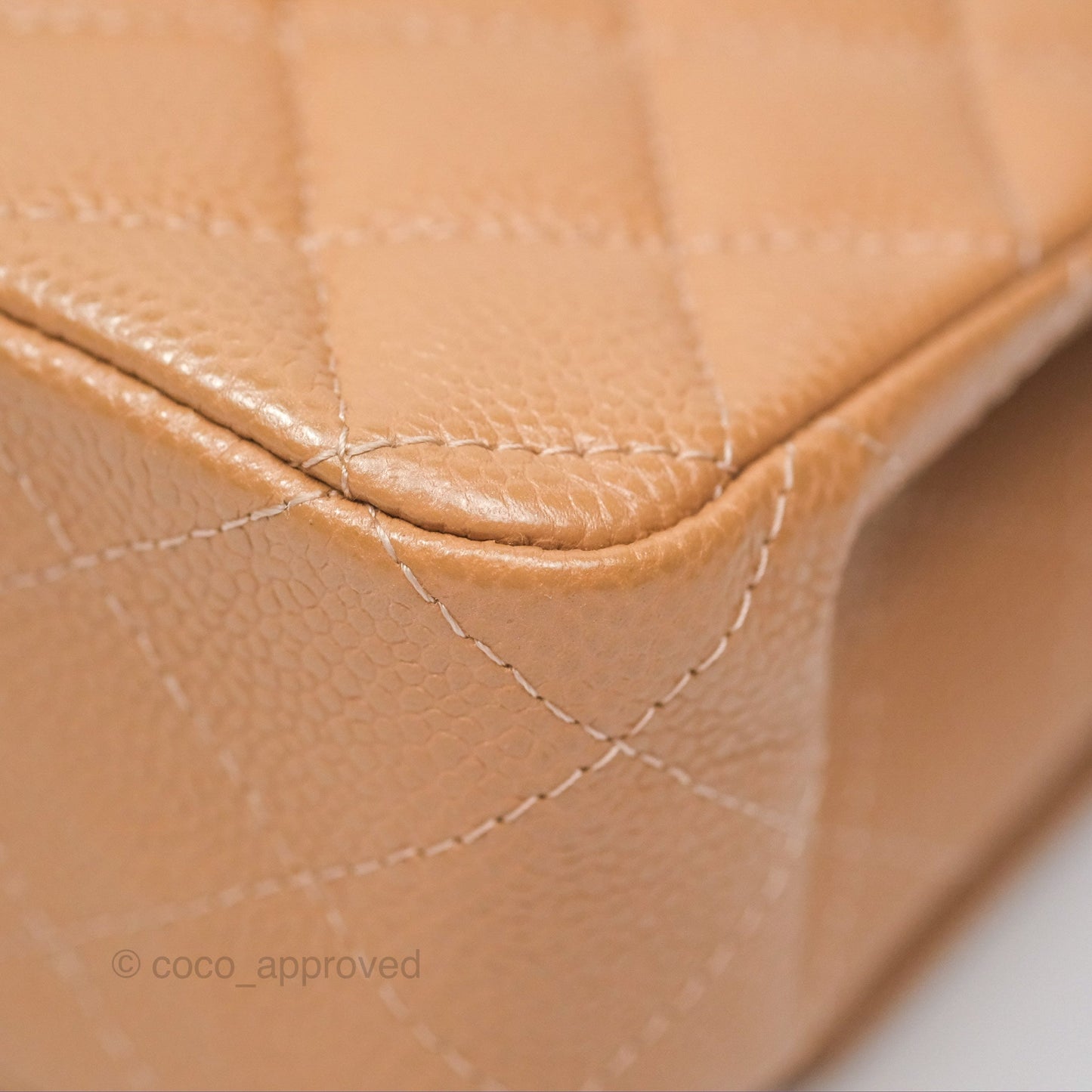 Chanel Classic M/L Medium Flap Quilted Dark Beige Caviar Gold Hardware 18S