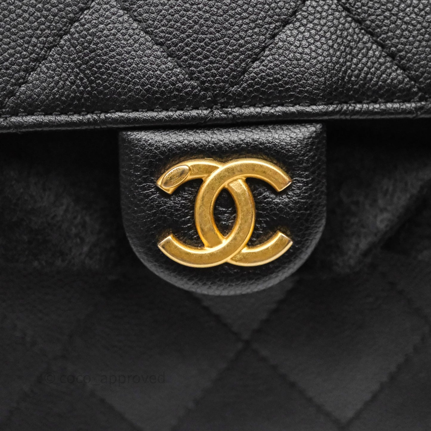 Chanel 25 Small Bag Black Caviar Aged Gold Hardware