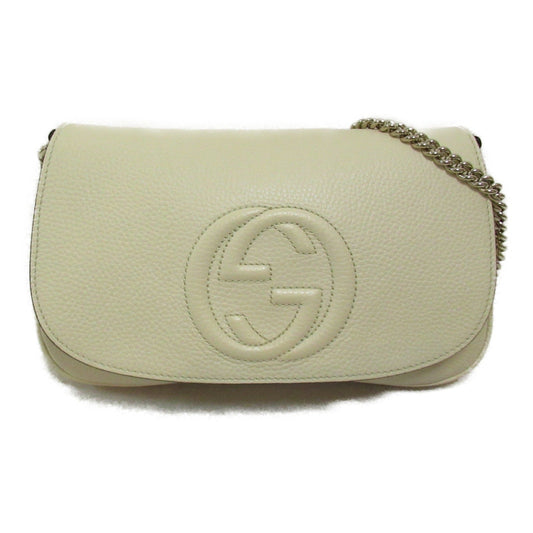 Luxury Gucci Trending 2025 Chain shoulder bag Shoulder bag Leather Ivory