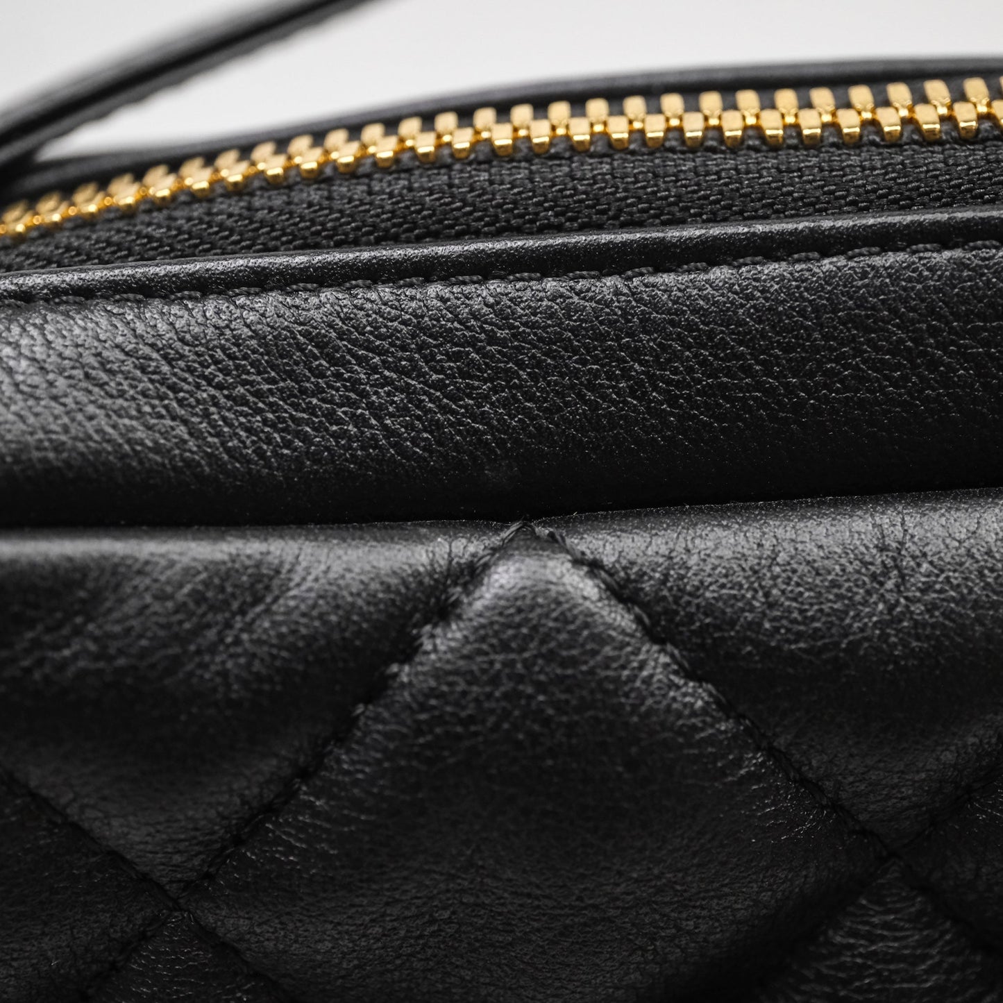 Chanel Small Camera Case Quilted Black Calfskin Aged Gold Hardware 22C