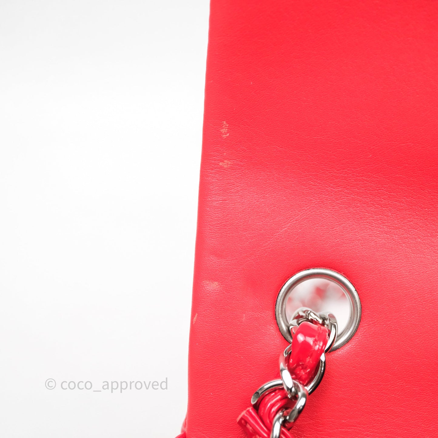 Chanel Mini Rectangular Quilted Red Patent Silver Hardware