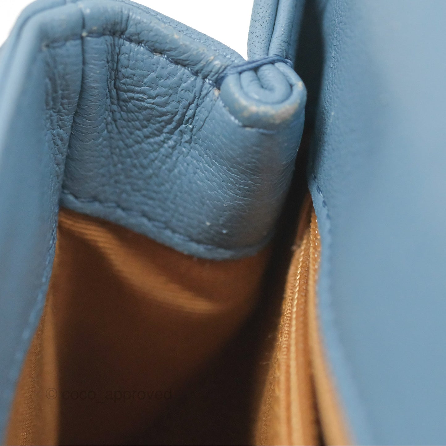 Chanel Curved Flap Bag Blue Lambskin Aged Gold Hardware