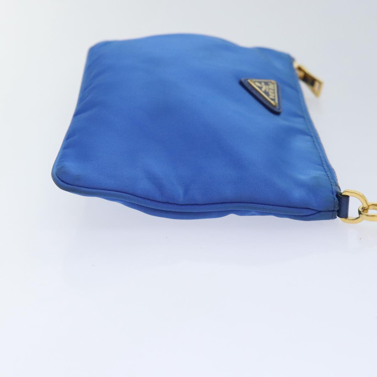 Luxury Prada Accessory Pouch Nylon Blue Gold  90956
