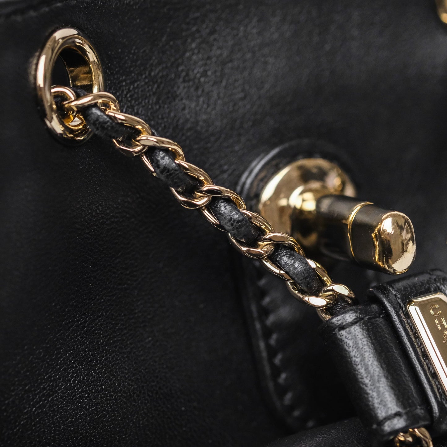 Chanel Small Duma Drawstring Backpack Black Lambskin Gold Hardware