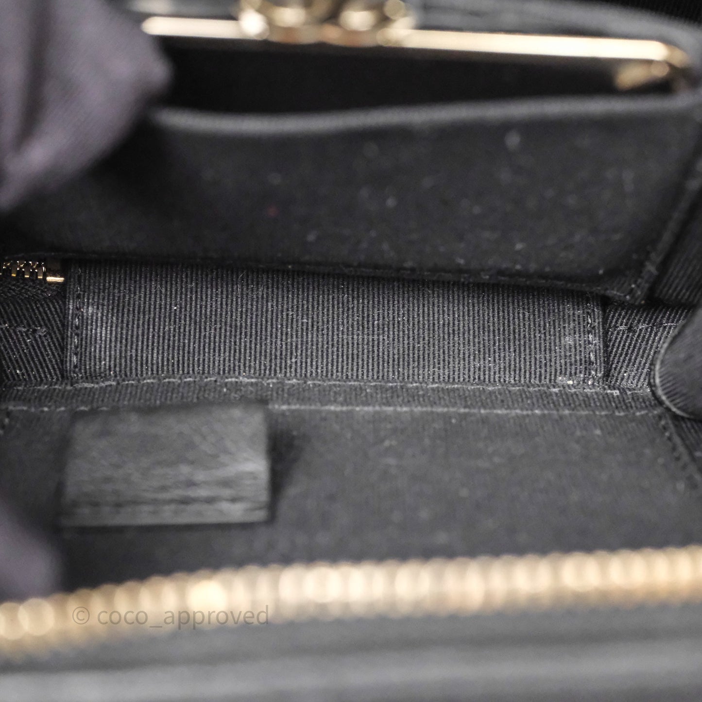 Chanel Quilted Top Handle Mini Vanity Case Black Caviar Gold Hardware