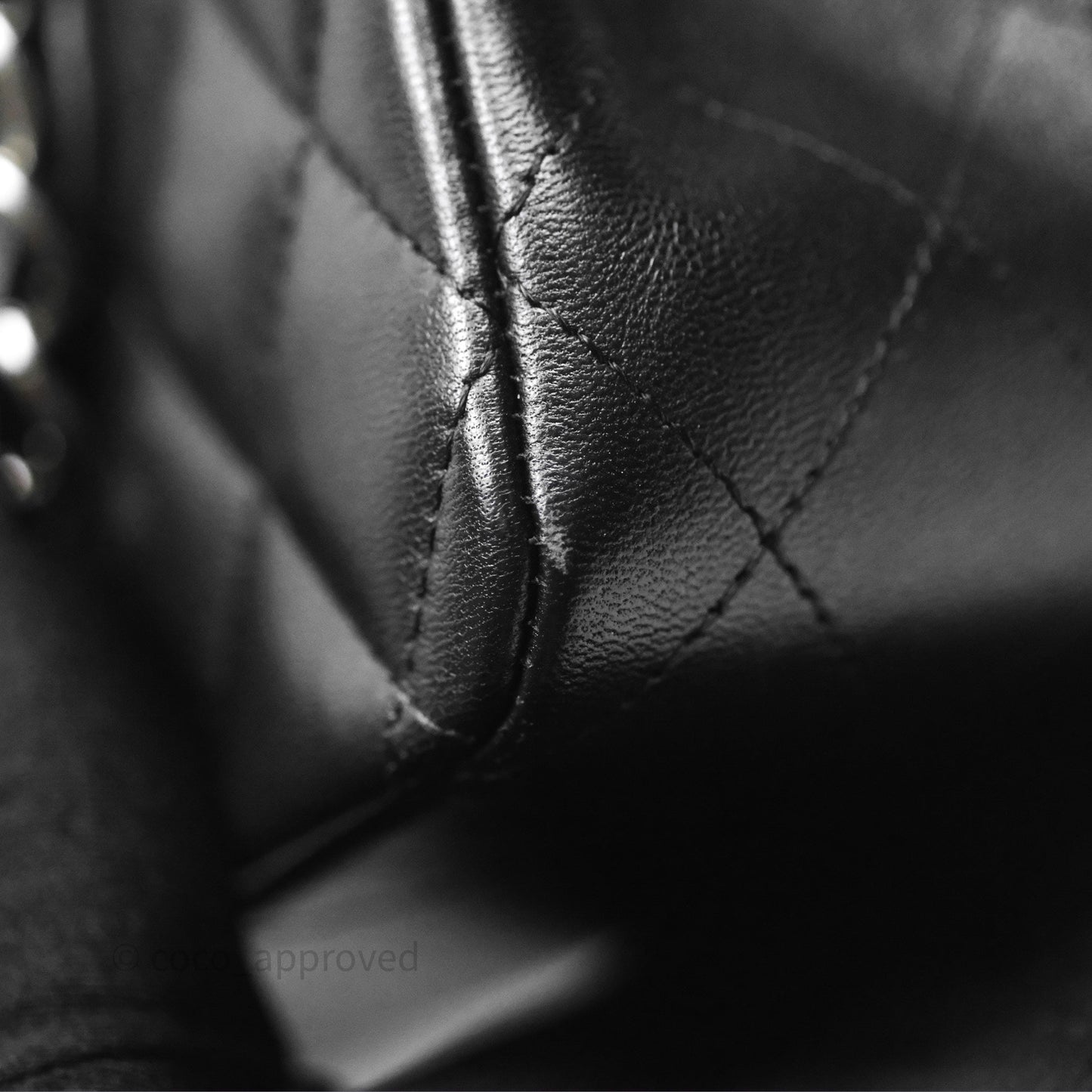 Chanel Classic M/L Medium Flap Quilted Black Lambskin Silver Hardware