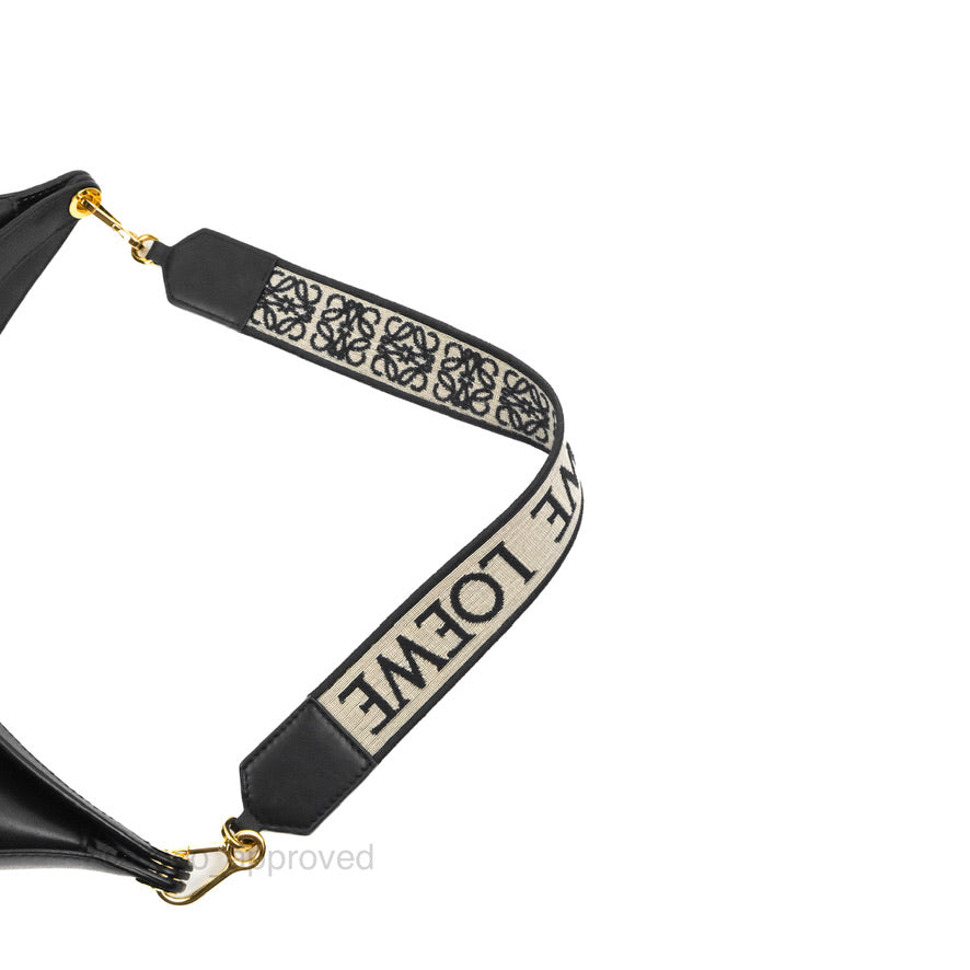 Loewe Luna Bag Black Satin Calfskin Jacquard Strap