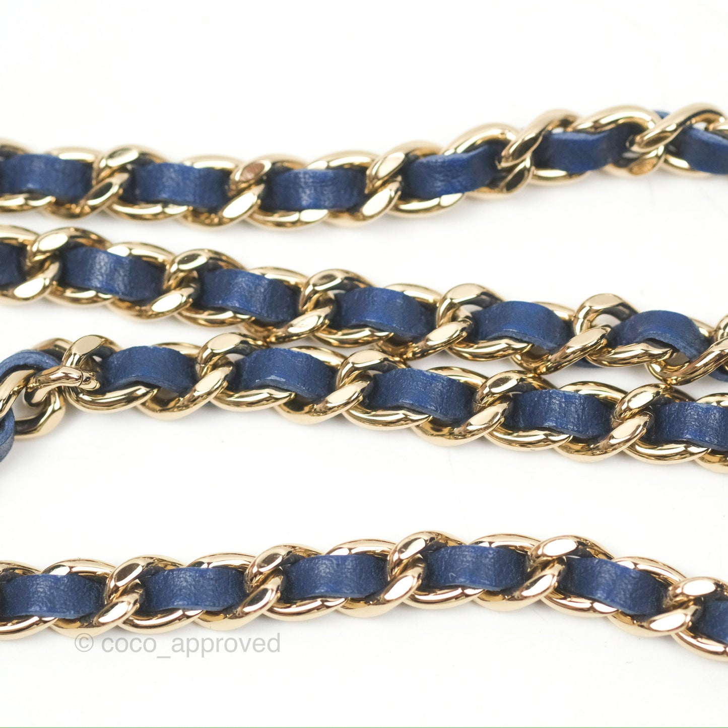 Chanel Classic Quilted Round Clutch With Chain Dark Blue Cotton Gold Hardware