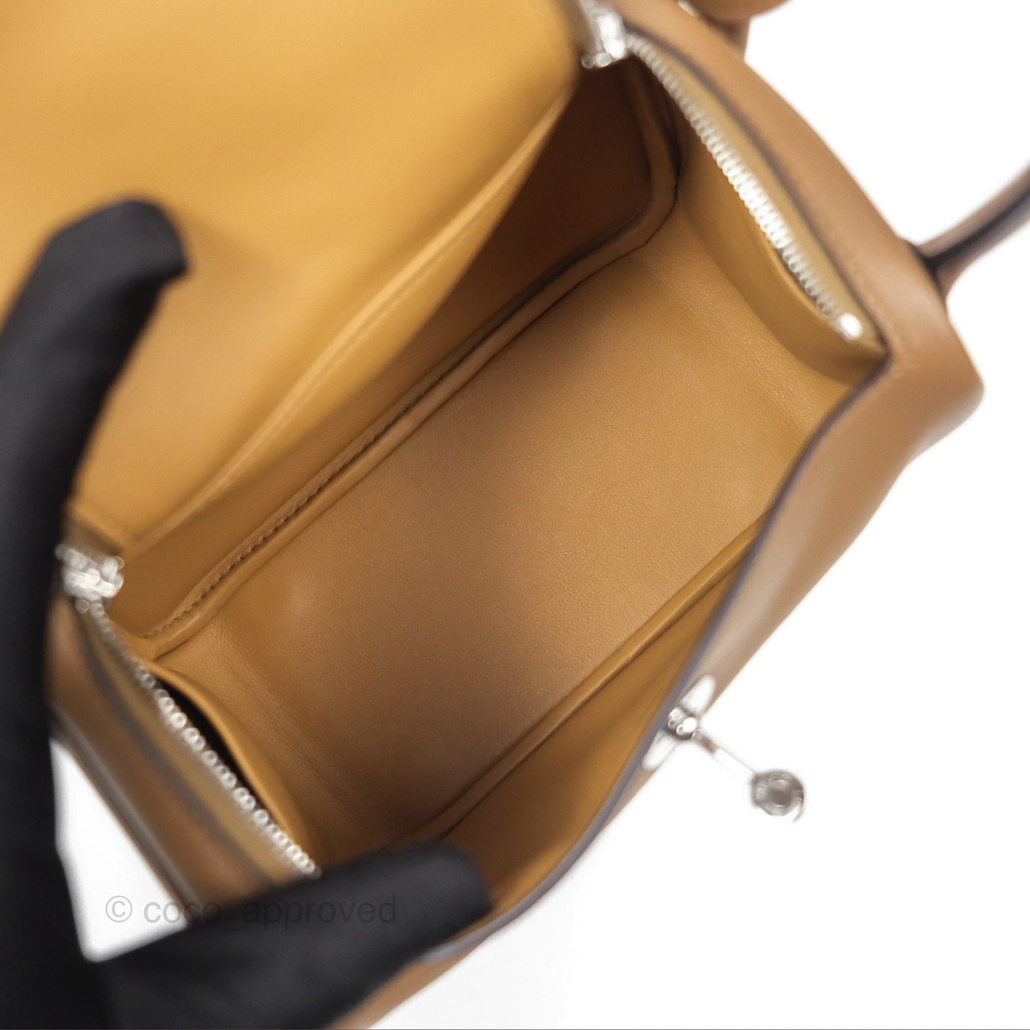 Hermès Mini Lindy 20 Verso Swift Alezan 3G / Biscuit 48 Palladium Hardware