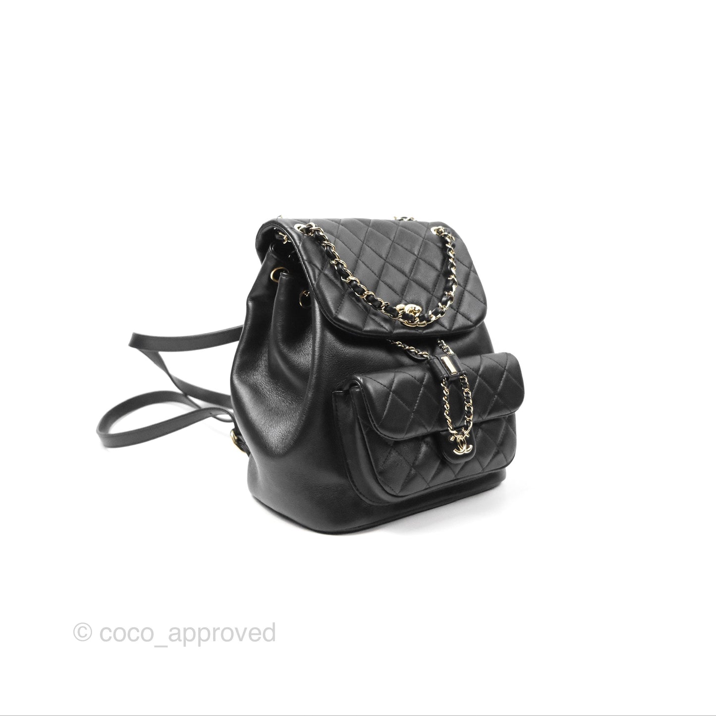 Chanel Quilted Large Duma Drawstring Backpack Black Lambskin