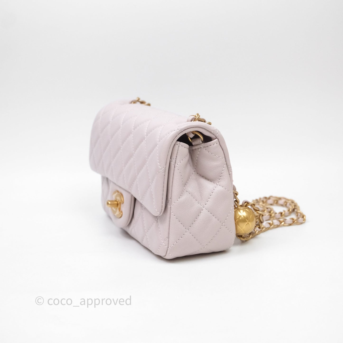 Chanel Mini Rectangular Pearl Crush Lilac Lambskin Aged Gold Hardware