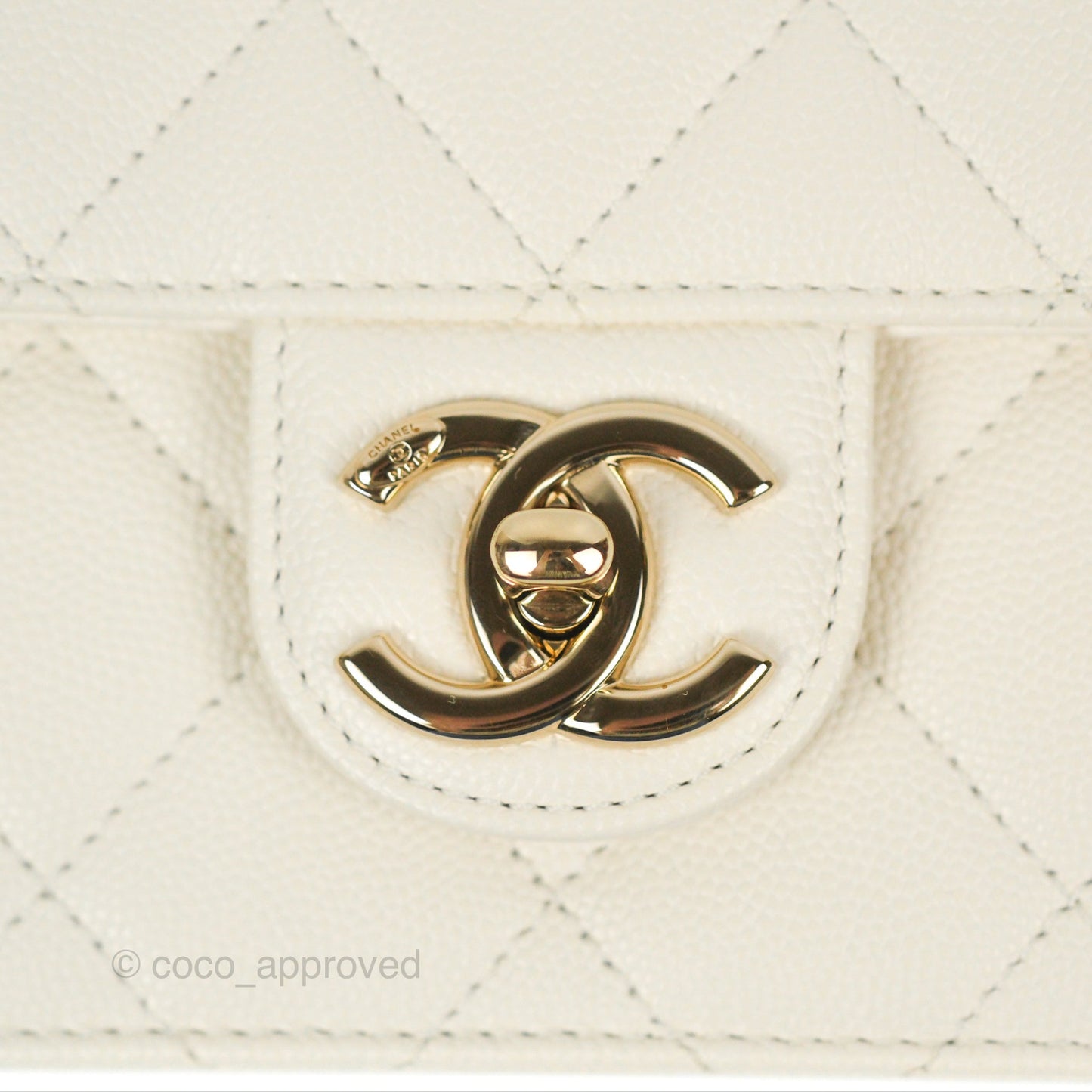 Chanel Quilted Small Like The Wallet Flap Ivory White Caviar Light Gold Hardware 22C