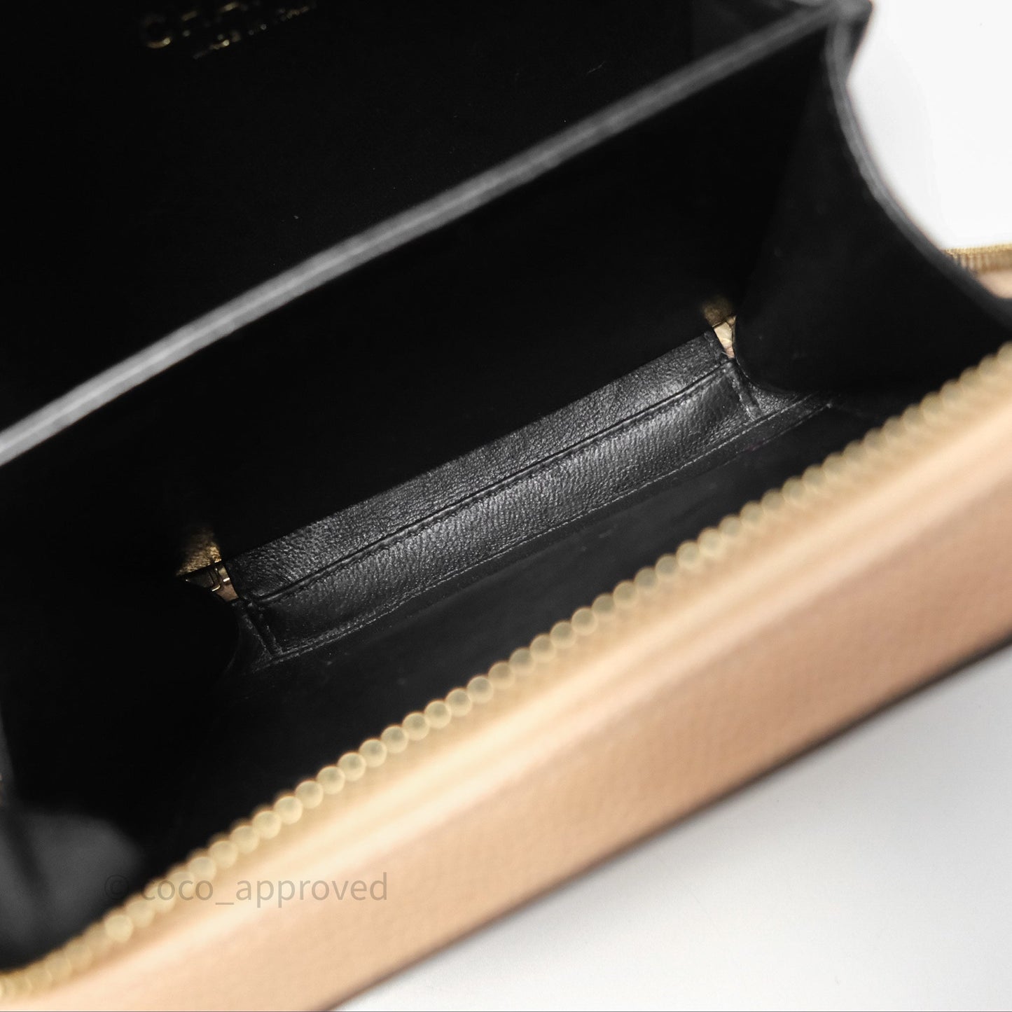 Chanel Quilted Small CC Filigree Vanity Case Beige Black Caviar Gold Hardware