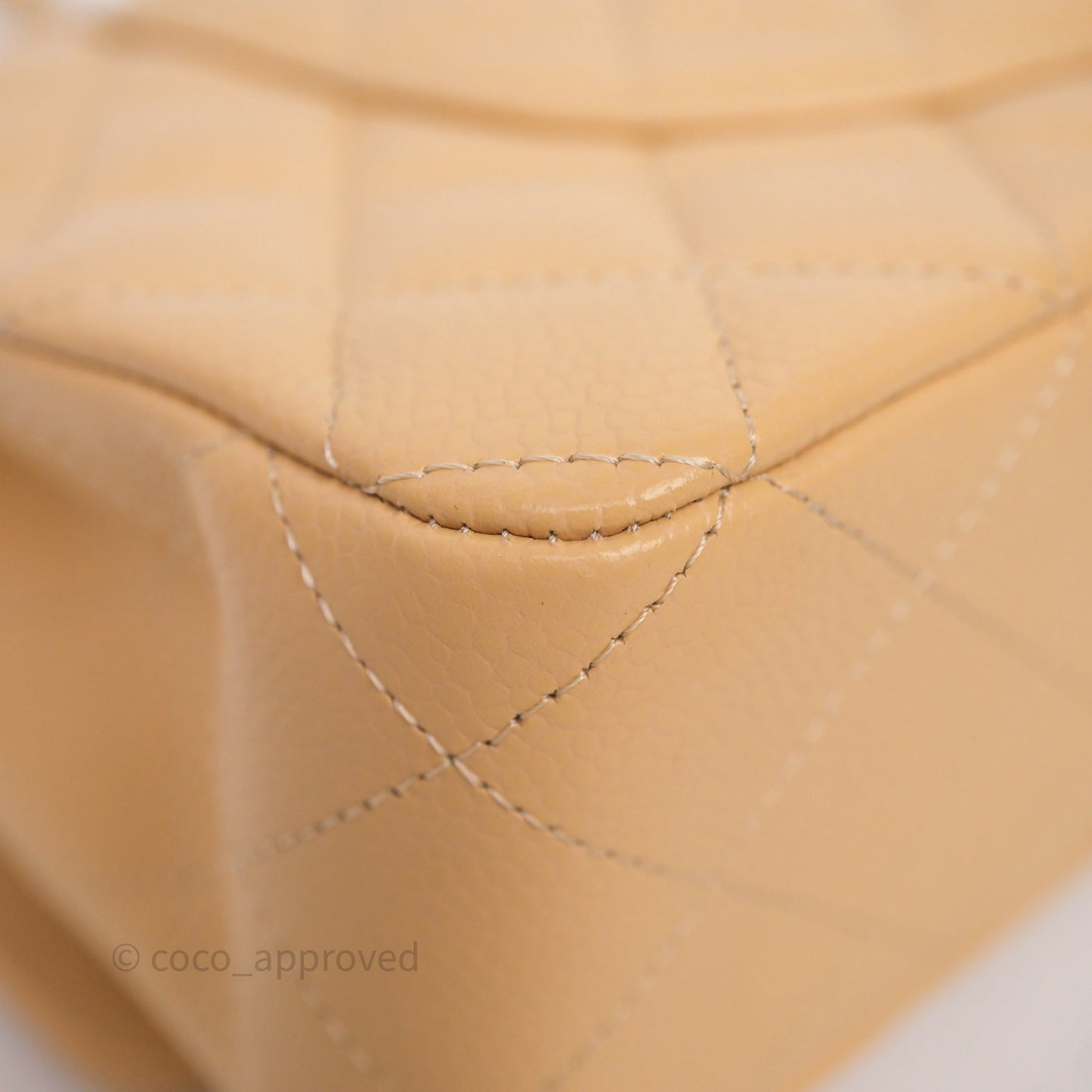 Chanel Classic M/L Medium Flap Quilted Beige Caviar Gold Hardware