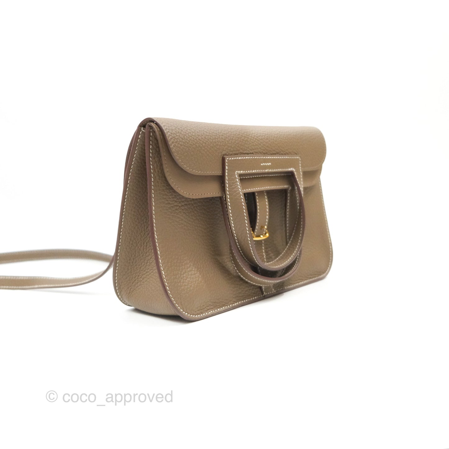 Hermès Halzan 25 Etoupe Clemence Gold Hardware