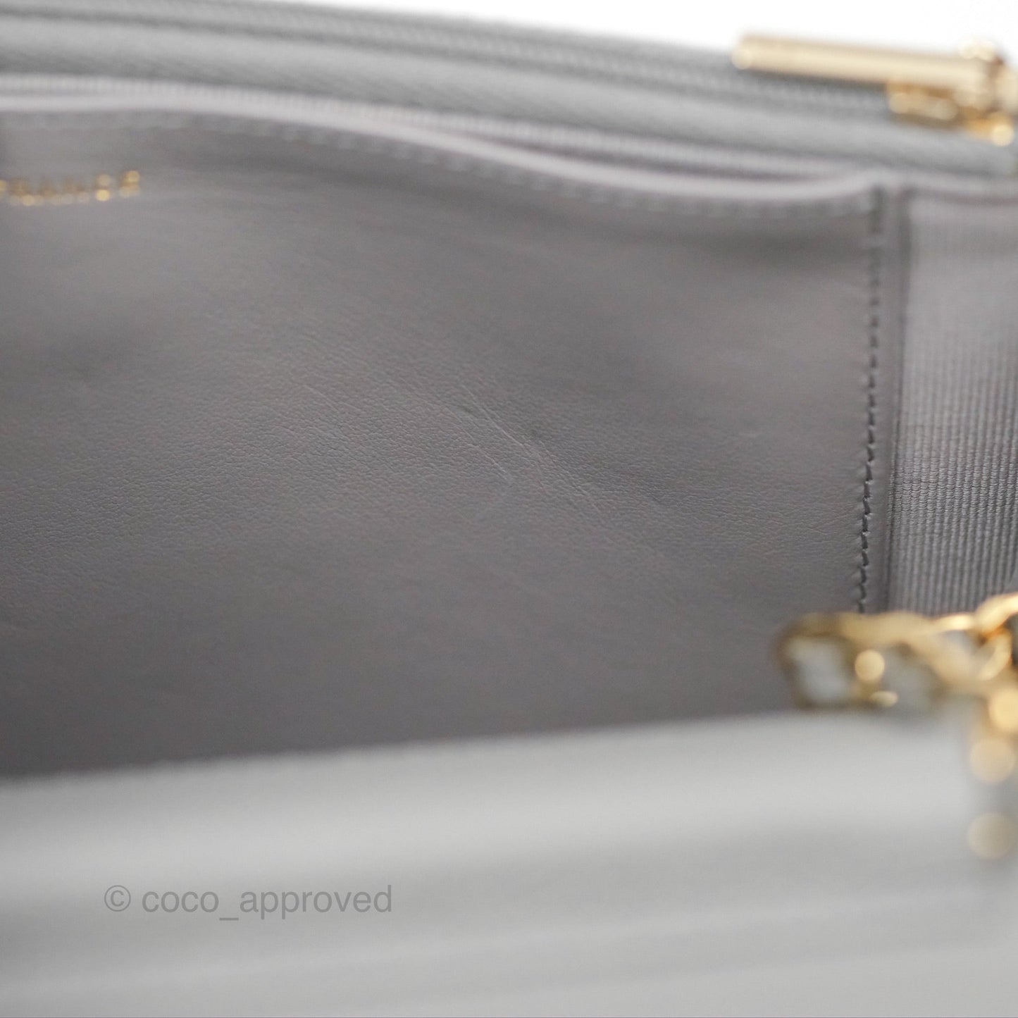 Chanel Classic Quilted Wallet On Chain WOC Grey Caviar Gold Hardware