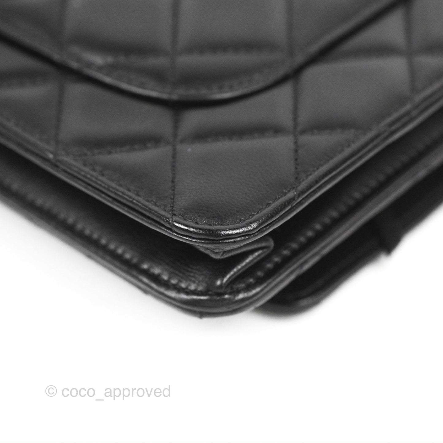 Chanel Quilted Pearl Crush Wallet on Chain WOC Black Lambskin Aged Gold Hardware