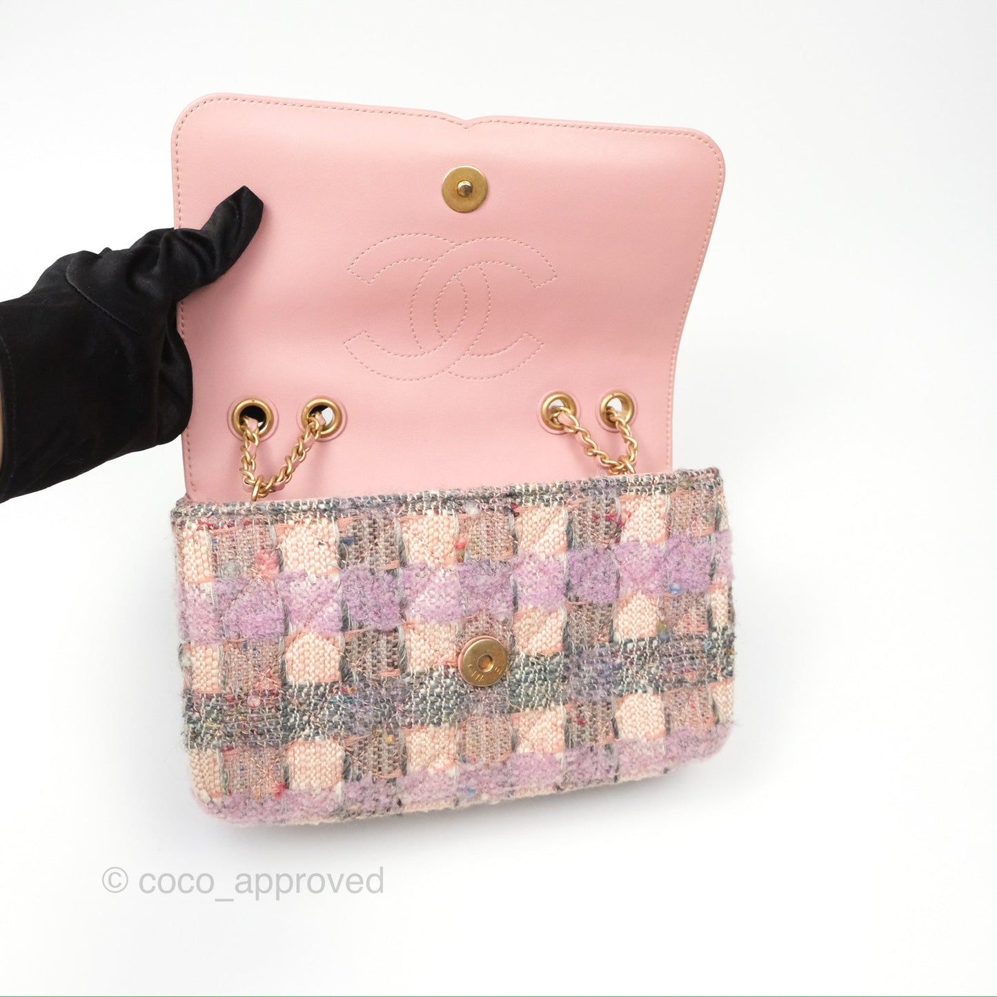 Chanel Small CC Filigree Flap Pink Tweed