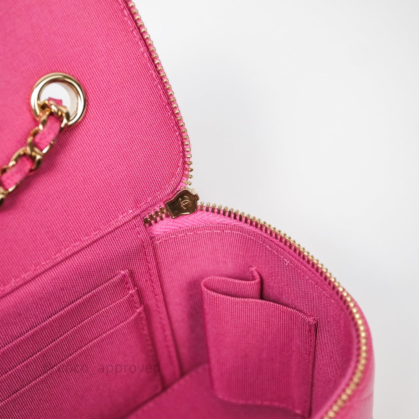 Chanel Classic Vanity With Chain Pink Caviar Gold Hardware