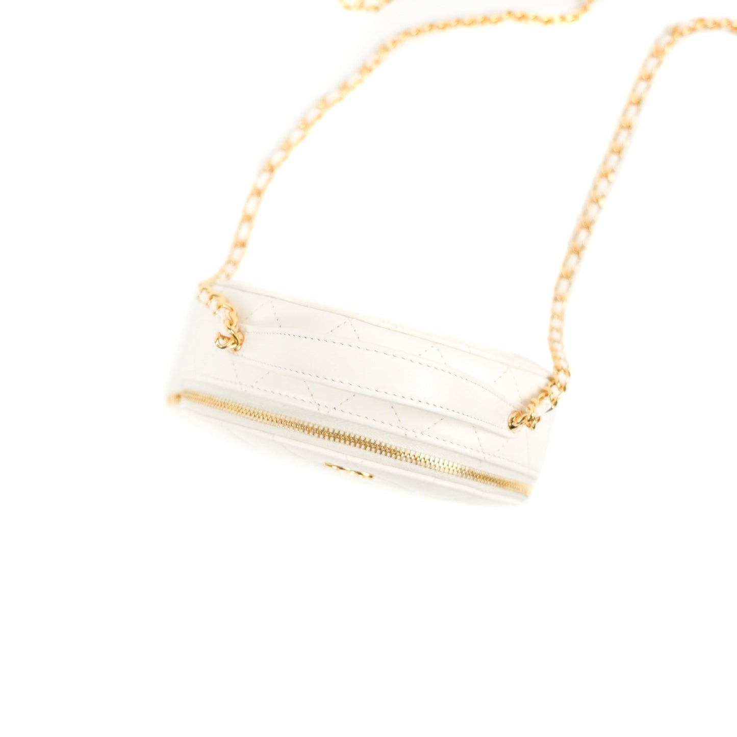 Chanel Small Clutch With Chain White Lambskin Gold Hardware 23C