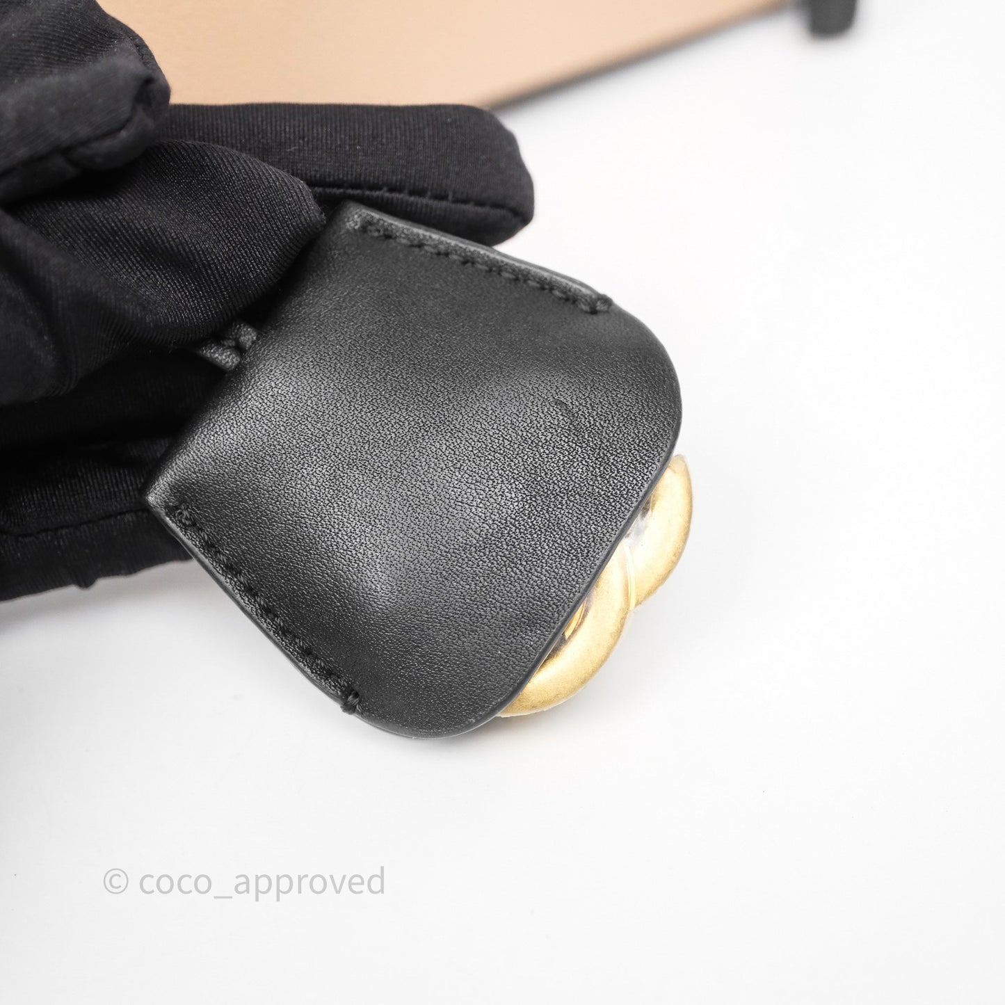 Chanel Quilted Medium CC Filigree Vanity Case Beige Black Caviar Aged Gold Hardware
