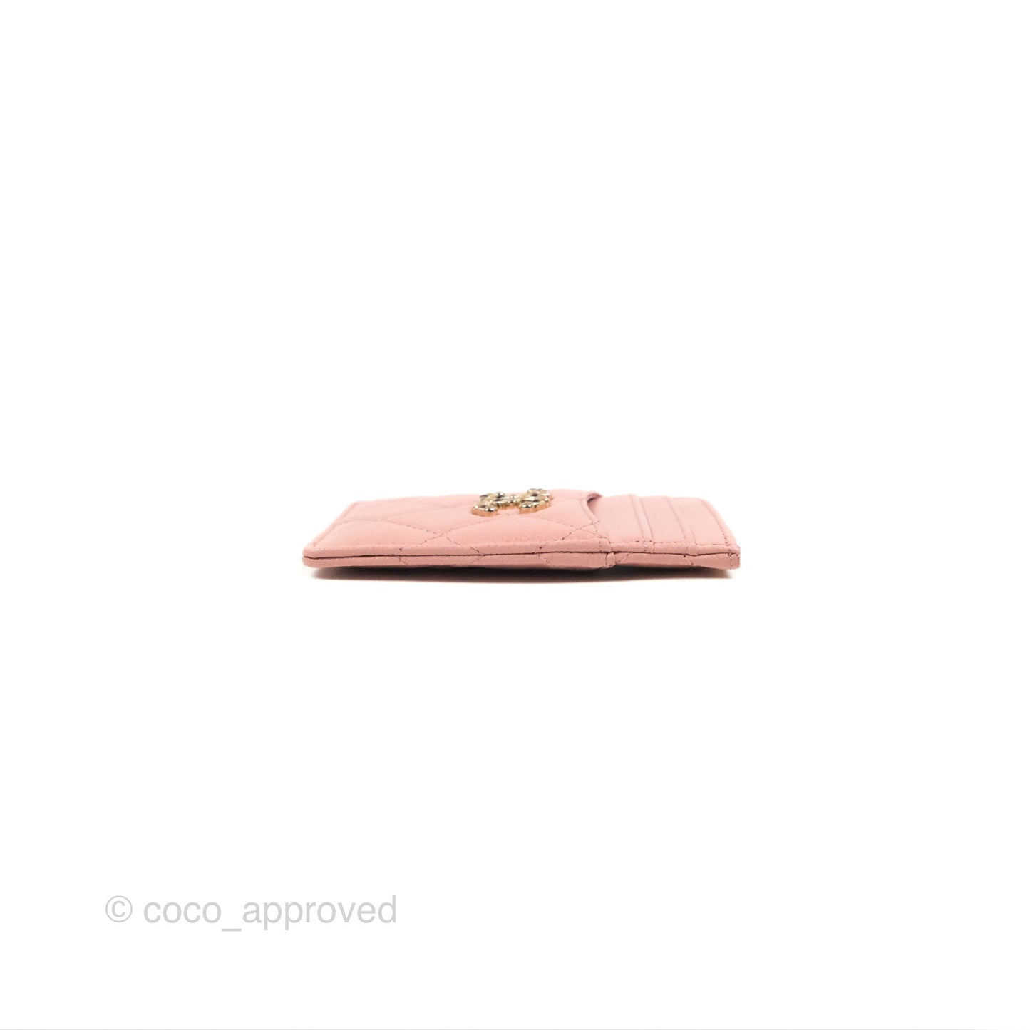 Chanel CC Resin Stone Card Holder Pink Caviar 23K