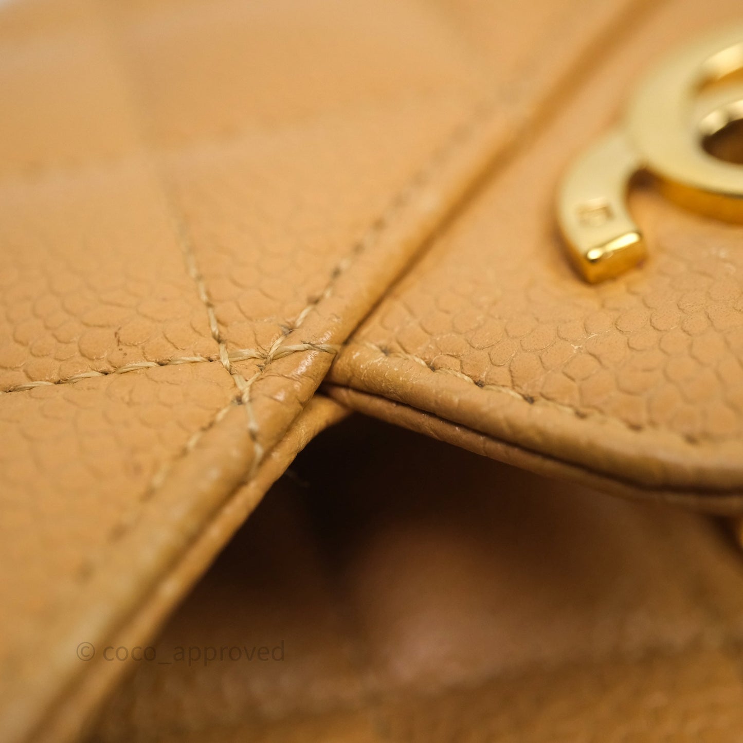 Chanel Vintage Small Classic Flap Beige Claire Caviar 24K Gold Hardware